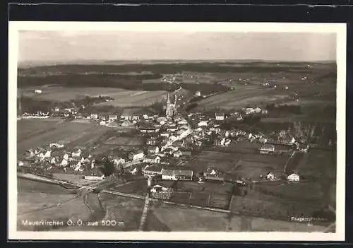 AK Mauerkirchen, Ortspanorama vom Flugzeug aus