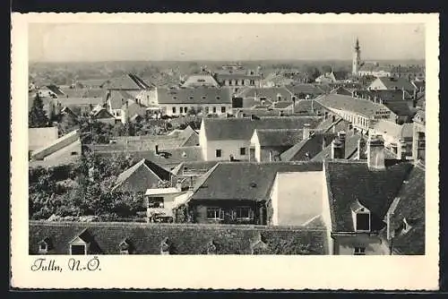 AK Tulln /N.-Ö., Blick über die Stadt mit Alois Bierbaumer`s Warenhaus und der Kirche