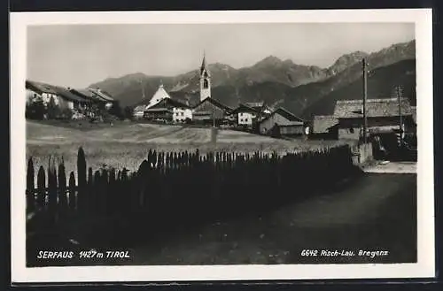 AK Serfaus, Ortsansicht mit Kirche