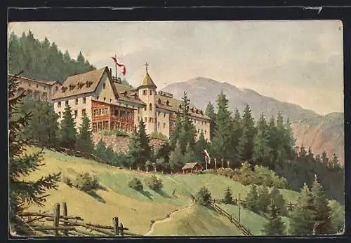 Künstler-AK Ladis-Obladis, Kuranstalt Obladis, Station Landeck