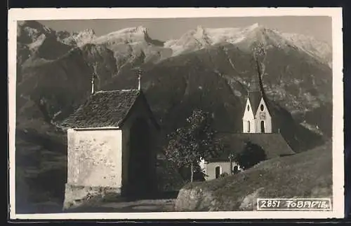 AK Tobadill, Ortsansicht mit Kirche