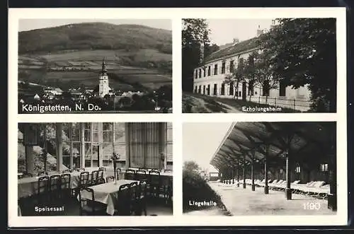 AK Königstetten, Ortsansicht, Erholungsheim mit Liegehalle und Speisesaal