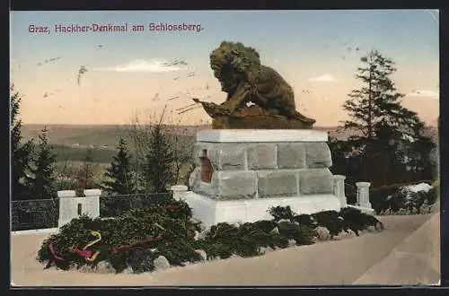 AK Graz, Hackher-Denkmal am Schlossberg