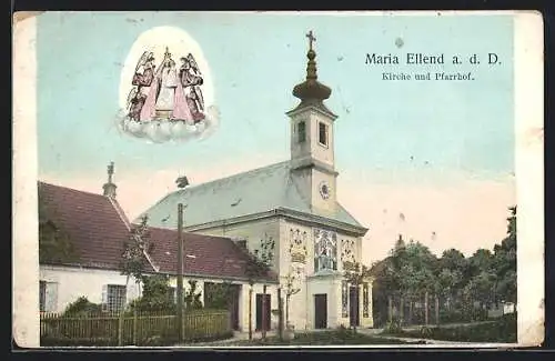 AK Maria Ellend a. d. D., Kirche und Pfarrhof, Gnadenbild