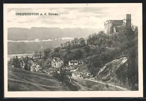 AK Greifenstein a. d. Donau, Ortsansicht mit Kirche