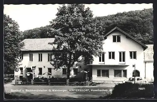 AK Hintersdorf, Gasthof u. Backhendlstation G. Weinberger, Haselbachstrasse 46