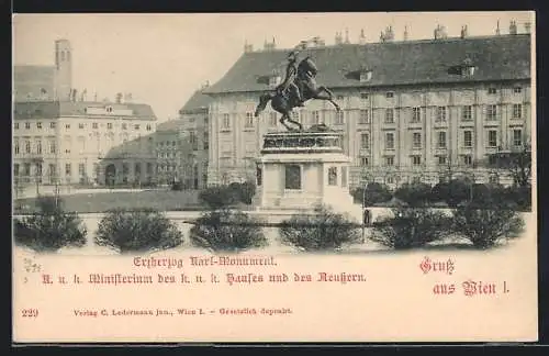 AK Wien, Erzherzog Karl-Monument K. u. k. Ministerium des k. u. k. Hauses und des Reussern