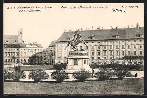 AK Wien, Hofburg, Ministerium des k. u. k. Hauses, Erzherzog Karl-Monument von Fernkorn