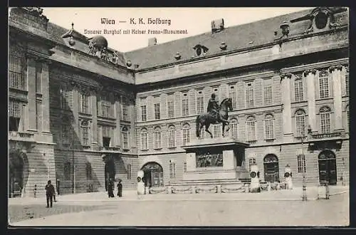 AK Wien, K. K. Hofburg, Innerer Burghof mit Kaiser Franz-Monument
