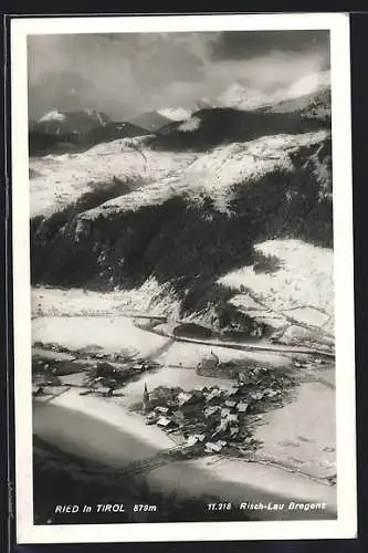 AK Ried in Tirol, Gesamtansicht im Winter aus der Vogelschau