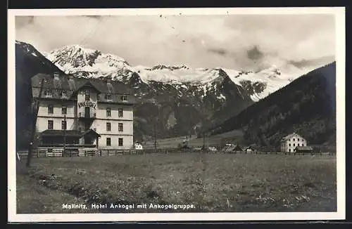 AK Mallnitz, Hotel Ankogel mit Ankogelgruppe