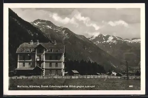 AK Mallnitz, Dorek Erholungsheim, Blick gegen Ankogel