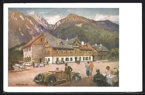 Künstler-AK Präbichl, Das Hotel Reichenstein