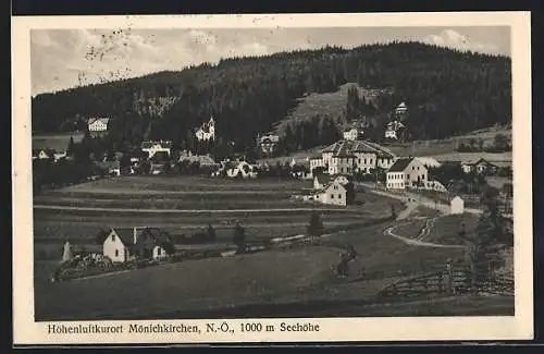 AK Mönichkirchen, Ortsansicht mit Hotel und Villen