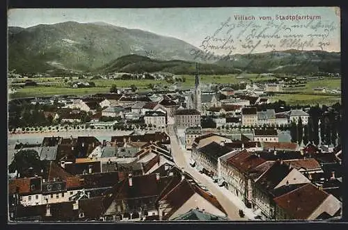 AK Villach, Ansicht vom Stadtpfarrturm