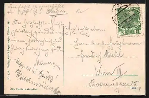 AK Villach, Ortsansicht vom Stadtpfarrturm mit Görlitzen