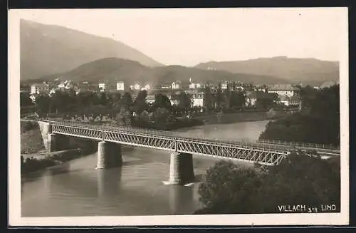 AK Villach, Brücke mit Blick gegen Lind