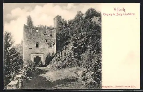 AK Villach, Eingang in Burg Landskron