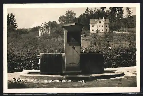 AK St. Radegund am Schröckl, Teilansicht mit Park Brunnen