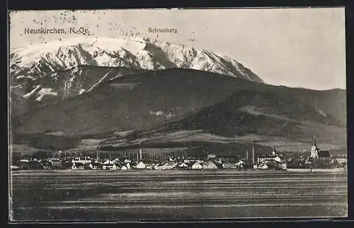 AK Neunkirchen, Ortsansicht mit Schneeberg