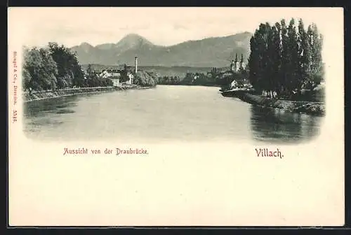 AK Villach, Aussicht von der Draubrücke