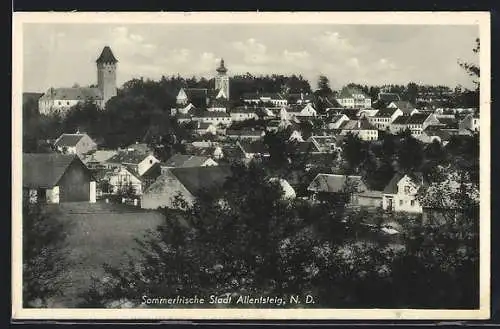 AK Allentsteig, Blick über die Dächer zur Kirche