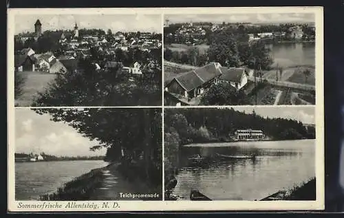 AK Allentsteig, Teilansicht mit Kirche, Teichpromenade