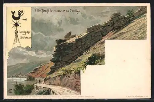 AK Spitz a. Donau, Teufelsmauer, Turmspitze von St. Johann
