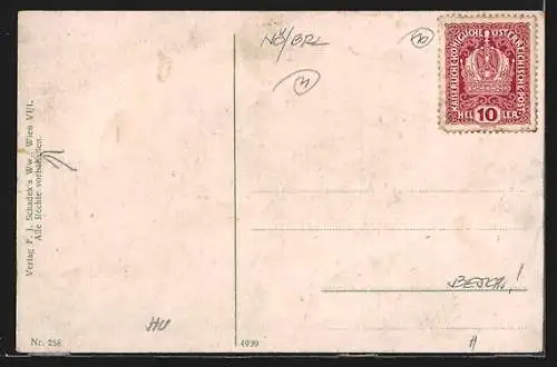 AK Maria Ellend, Ansicht der Kirche, Auffindung des Gnadenbildes