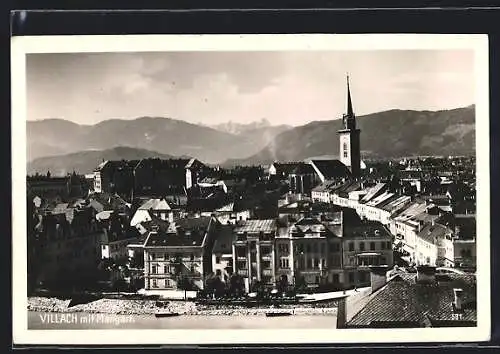 AK Villach, Kirche mit Blick zum Mangart