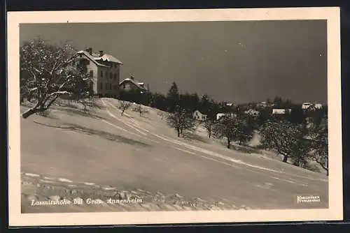 AK Lassnitzhöhe bei Graz, Blick auf die Pension Annenheim im Schnee