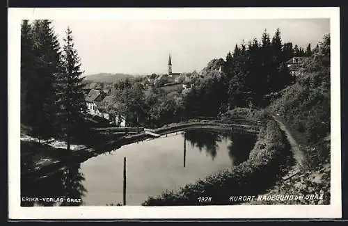 AK St. Radegund am Schröckl, Ortsansicht von einem Teich aus