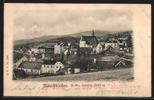 AK Mönichkirchen /N.-Oe., Ortsansicht mit der Kirche