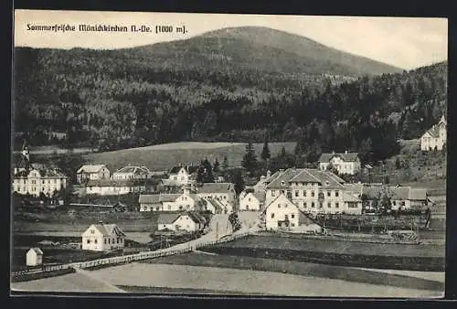 AK Mönichkirchen /N.-Oe., Ortsansicht mit dem Hotel Lang