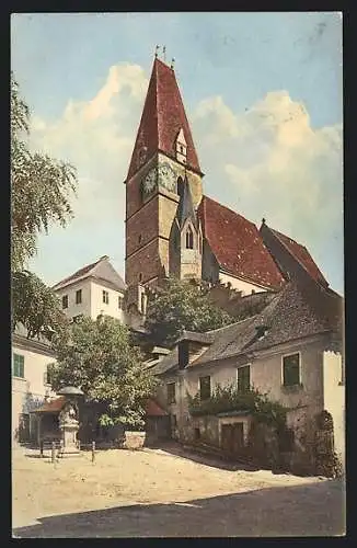 AK Weissenkirchen /Wachau, Kirche im Ortsbild