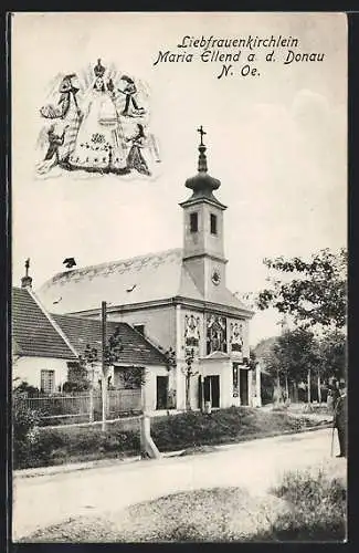 AK Maria Ellend a. d. Donau, Liebfrauenkirchlein und Marienbild