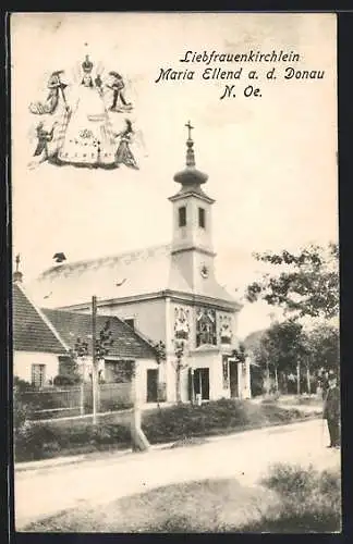 AK Maria Ellend a. d. Donau, Liebfrauenkirchlein und Marienbild