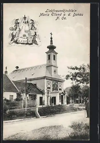 AK Maria Ellend a. d. Donau, Liebfrauenkirchlein und Marienbild