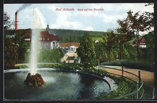 AK Bad Altheide, Kurplatz, Springbrunnen