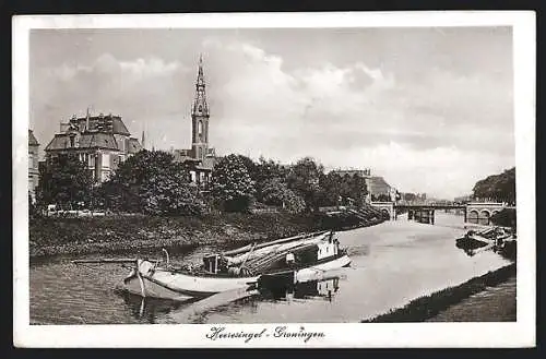 AK Heeresingel-Groningen, Binnenschiff mit eingeklapptem Mast