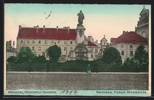 AK Warschau, Mickiewicz Denkmal