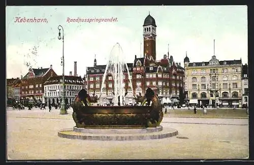 AK Kopenhagen, Springbrunnen und Rathaus