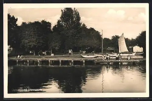 AK Dievenow, Segelschiffe am Steg