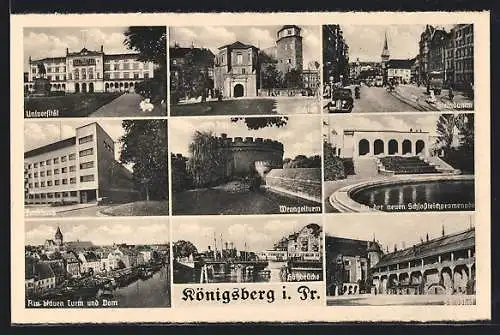 AK Königsberg, Universität, Wrangelturm, Steindamm, Schloss