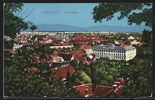 AK Laibach, Panoramablick über die Dächer der Stadt