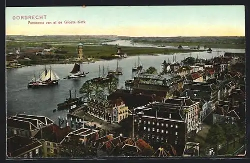AK Dordrecht, Panorama van af de Groote Kerk