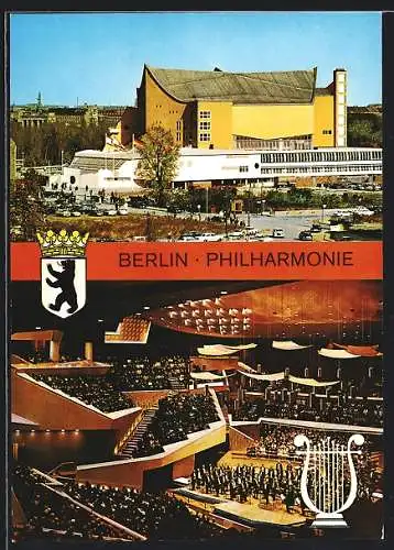AK Berlin, Philharmonie, Aussen- und Innenansicht