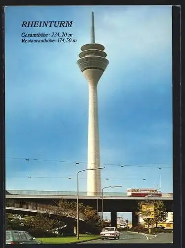 AK Düsseldorf am Rhein, Blick auf den Rheinturm
