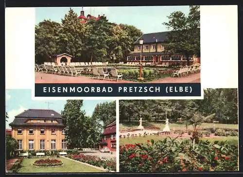 AK Pretzsch /Elbe, Das Kulturhaus, Das Moorbad und die Kuranlage