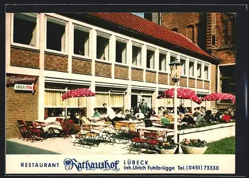 AK Lübeck, Restaurant Rathaushof mit Aussenbereich